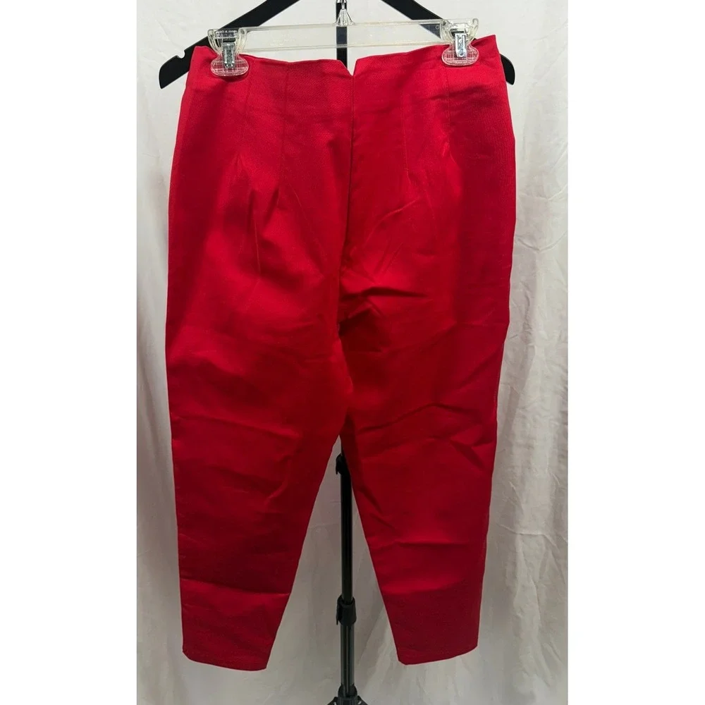 Milk & Honey Women's Red XL High Waist Cigarette Ankle Pants with Seam Detail